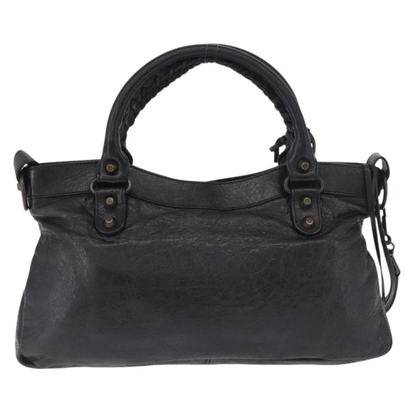BALENCIAGA The First Hand Bag Leather 2way Black 103208 Auth 185447M
