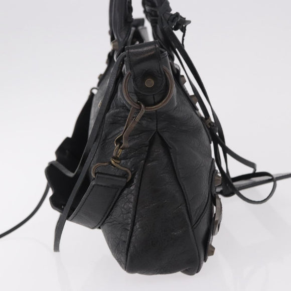 BALENCIAGA The First Hand Bag Leather 2way Black 103208 Auth 185447M