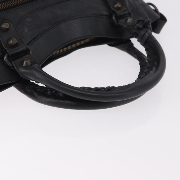 BALENCIAGA The First Hand Bag Leather 2way Black 103208 Auth 185447M