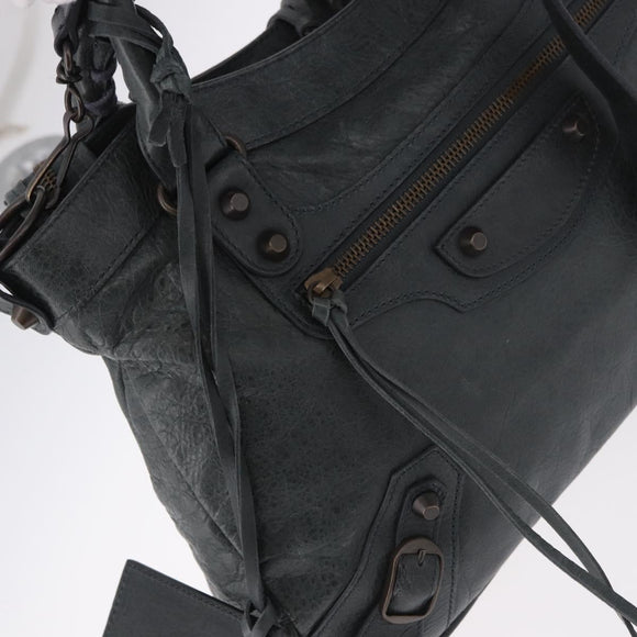 BALENCIAGA The Town Hand Bag Leather 2way Green 240579 Auth 185448M