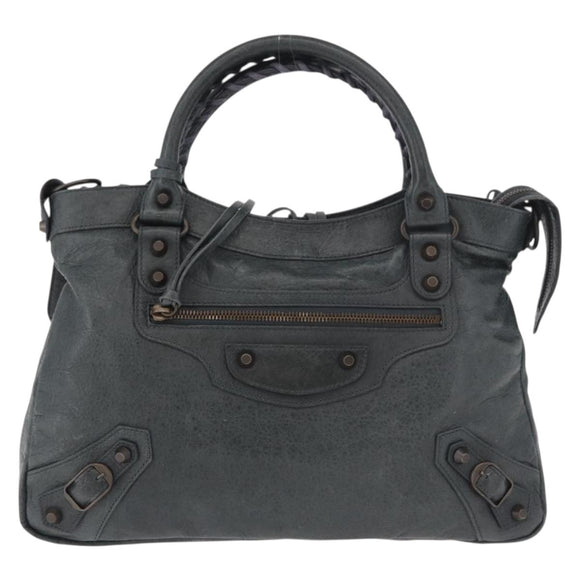 BALENCIAGA The Town Hand Bag Leather 2way Green 240579 Auth 185448M