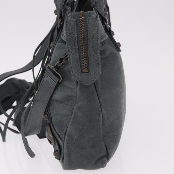BALENCIAGA The Town Hand Bag Leather 2way Green 240579 Auth 185448M