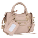 BALENCIAGA Classic Metallic Edge Mini City Bag Leather 2way Pink Auth 185449V-1