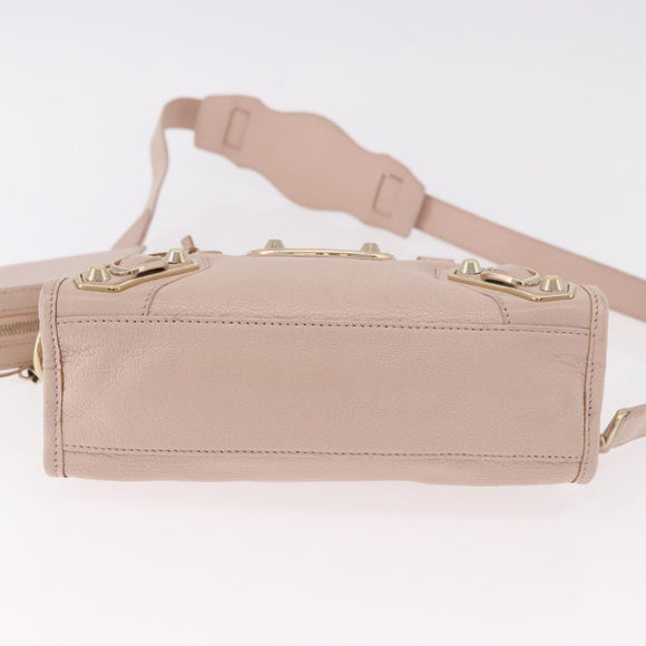 BALENCIAGA Classic Metallic Edge Mini City Bag Leather 2way Pink Auth 185449V