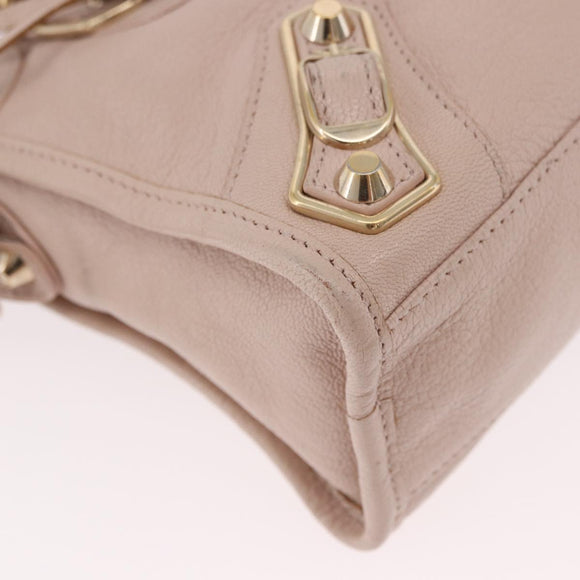BALENCIAGA Classic Metallic Edge Mini City Bag Leather 2way Pink Auth 185449V