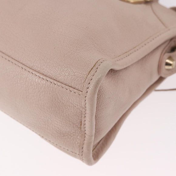 BALENCIAGA Classic Metallic Edge Mini City Bag Leather 2way Pink Auth 185449V