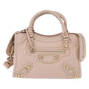 BALENCIAGA Classic Metallic Edge Mini City Bag Leather 2way Pink Auth 185449V-2