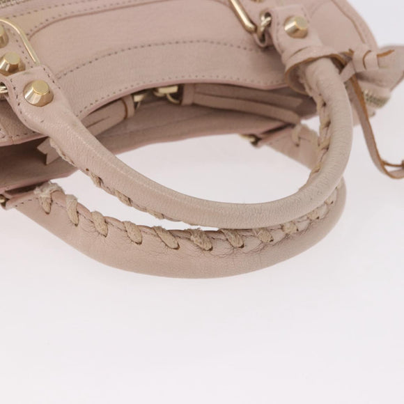 BALENCIAGA Classic Metallic Edge Mini City Bag Leather 2way Pink Auth 185449V