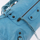 BALENCIAGA Zazigi Hand Bag Leather 2way Light Blue 128523 Auth 185450M-19