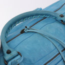 BALENCIAGA Zazigi Hand Bag Leather 2way Light Blue 128523 Auth 185450M-21