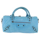 BALENCIAGA Zazigi Hand Bag Leather 2way Light Blue 128523 Auth 185450M-13