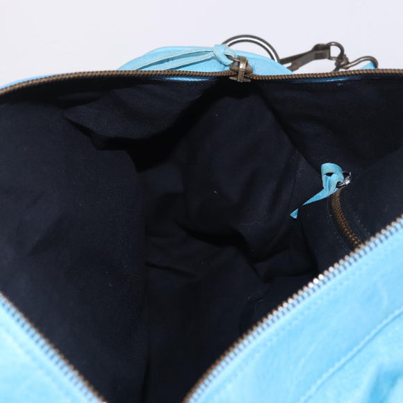 BALENCIAGA Zazigi Hand Bag Leather 2way Light Blue 128523 Auth 185450M