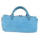 BALENCIAGA Zazigi Hand Bag Leather 2way Light Blue 128523 Auth 185450M-2