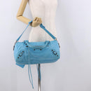 BALENCIAGA Zazigi Hand Bag Leather 2way Light Blue 128523 Auth 185450M-30