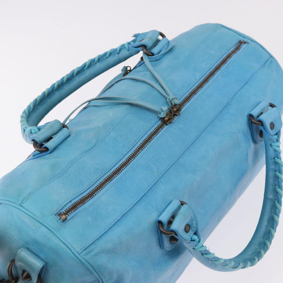 BALENCIAGA Zazigi Hand Bag Leather 2way Light Blue 128523 Auth 185450M