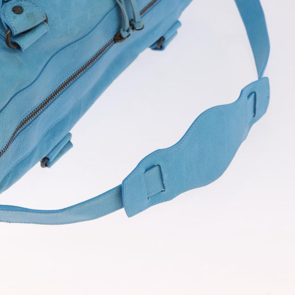 BALENCIAGA Zazigi Hand Bag Leather 2way Light Blue 128523 Auth 185450M