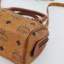 MCM Logogram Vicetos Mini Boston Bag PVC 2way Brown Gold Auth 185458-12
