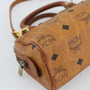 MCM Logogram Vicetos Mini Boston Bag PVC 2way Brown Gold Auth 185458-13