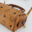 MCM Logogram Vicetos Mini Boston Bag PVC 2way Brown Gold Auth 185458-14