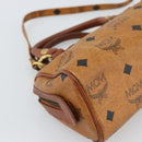 MCM Logogram Vicetos Mini Boston Bag PVC 2way Brown Gold Auth 185458-15