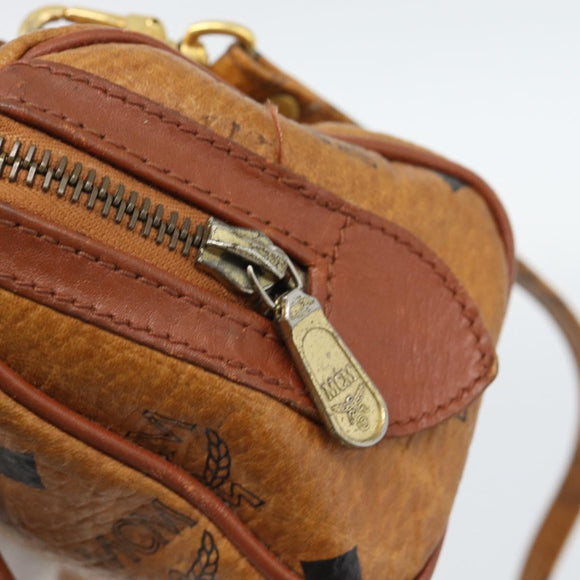 MCM Logogram Vicetos Mini Boston Bag PVC 2way Brown Gold Auth 185458