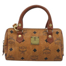MCM Logogram Vicetos Mini Boston Bag PVC 2way Brown Gold Auth 185458-2