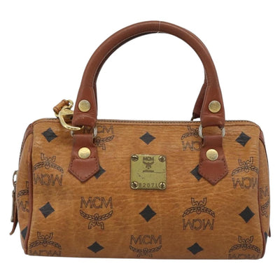MCM Logogram Vicetos Mini Boston Bag PVC 2way Brown Gold Auth 185458 - 0