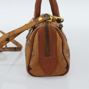 MCM Logogram Vicetos Mini Boston Bag PVC 2way Brown Gold Auth 185458-5