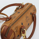 MCM Logogram Vicetos Mini Boston Bag PVC 2way Brown Gold Auth 185458-6