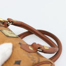 MCM Logogram Vicetos Mini Boston Bag PVC 2way Brown Gold Auth 185458-8