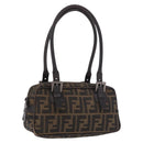 FENDI Zucca Canvas Umhängetasche Schwarz Braun Original 185459-1