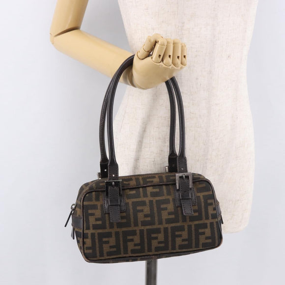 FENDI Zucca Canvas Umhängetasche Schwarz Braun Original 185459