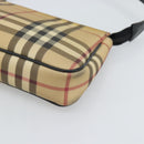 BURBERRY Nova Check Accessory Pouch PVC Beige Silver Auth 185460-10