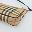 BURBERRY Nova Check Accessory Pouch PVC Beige Silver Auth 185460-12