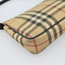 BURBERRY Nova Check Accessory Pouch PVC Beige Silver Auth 185460-13