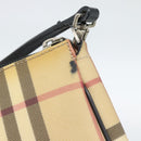 BURBERRY Nova Check Accessory Pouch PVC Beige Silver Auth 185460-15