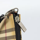 BURBERRY Nova Check Accessory Pouch PVC Beige Silver Auth 185460-16
