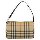 BURBERRY Nova Check Accessory Pouch PVC Beige Silver Auth 185460-2
