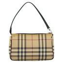 BURBERRY Nova Check Accessory Pouch PVC Beige Silver Auth 185460-3
