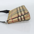 BURBERRY Nova Check Accessory Pouch PVC Beige Silver Auth 185460-4