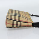 BURBERRY Nova Check Accessory Pouch PVC Beige Silver Auth 185460-5