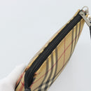 BURBERRY Nova Check Accessory Pouch PVC Beige Silver Auth 185460-6