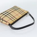 BURBERRY Nova Check Accessory Pouch PVC Beige Silver Auth 185460-7