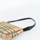 BURBERRY Nova Check Accessory Pouch PVC Beige Silver Auth 185460-8