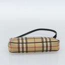 BURBERRY Nova Check Accessory Pouch PVC Beige Silver Auth 185460-9