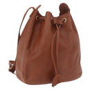 SAINT LAURENT Shoulder Bag Leather Brown Gold Auth 185461-1