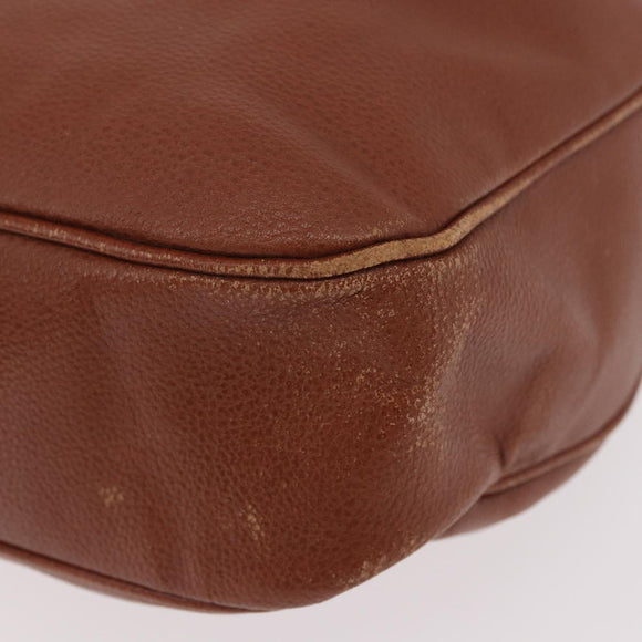 SAINT LAURENT Shoulder Bag Leather Brown Gold Auth 185461