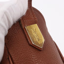 SAINT LAURENT Shoulder Bag Leather Brown Gold Auth 185461-11