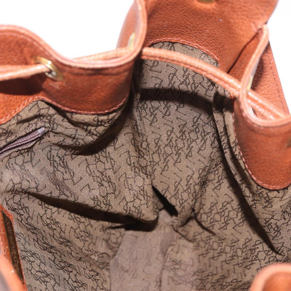 SAINT LAURENT Shoulder Bag Leather Brown Gold Auth 185461