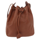 SAINT LAURENT Shoulder Bag Leather Brown Gold Auth 185461-13